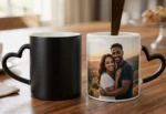 Customized Black Heart Handle Magic Mug
