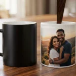 Customized Black Heart Handle Magic Mug