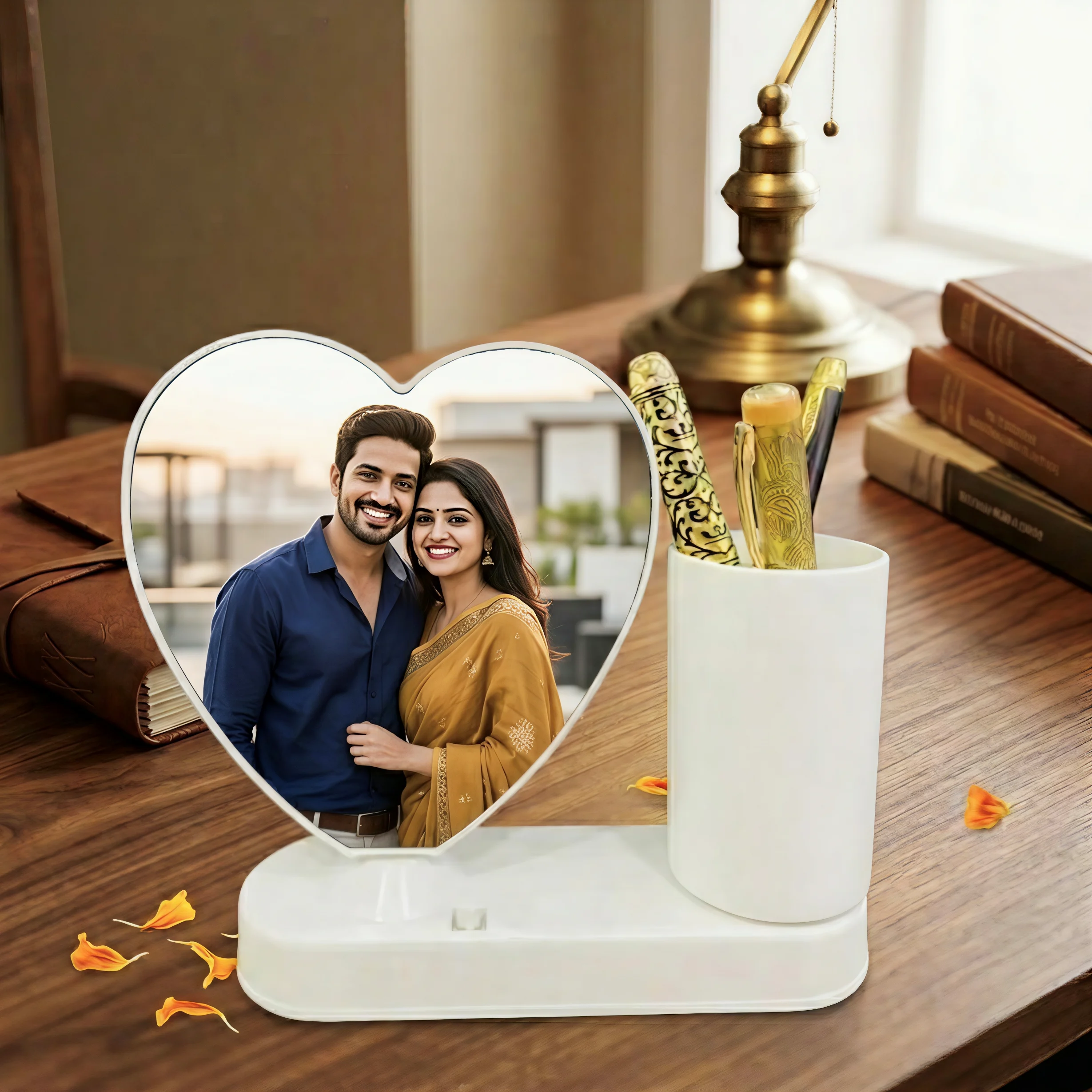 6 Heart Shape Magic Mirror with Pen Stand - Image 1