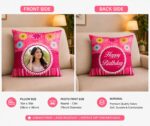Happy Birthday Satin Pillow (Pink Colour) - Image 3