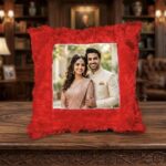 Personalized Square Fur Cushion (Red Colour)