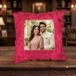Personalized Square Fur Cushion (Pink Colour)