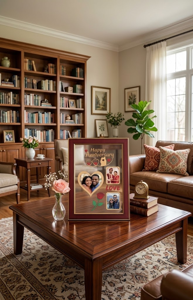 aa4aee5d-bfd3-4ad4-b625-ace54714e0ef Premium Customized Anniversary Photo Frame - Image 1
