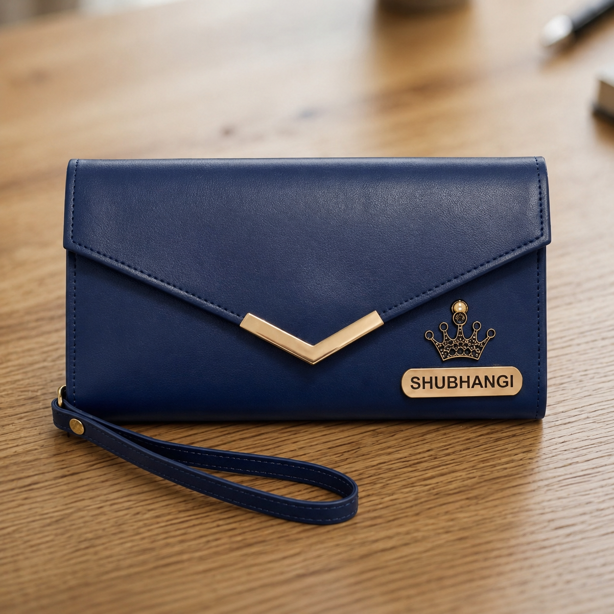 b1ab8cb2-f4c8-4ca0-85f0-2a5a7610aa1e Customized Ladies Clutch Wallet (Nevy Blue) - Image 1